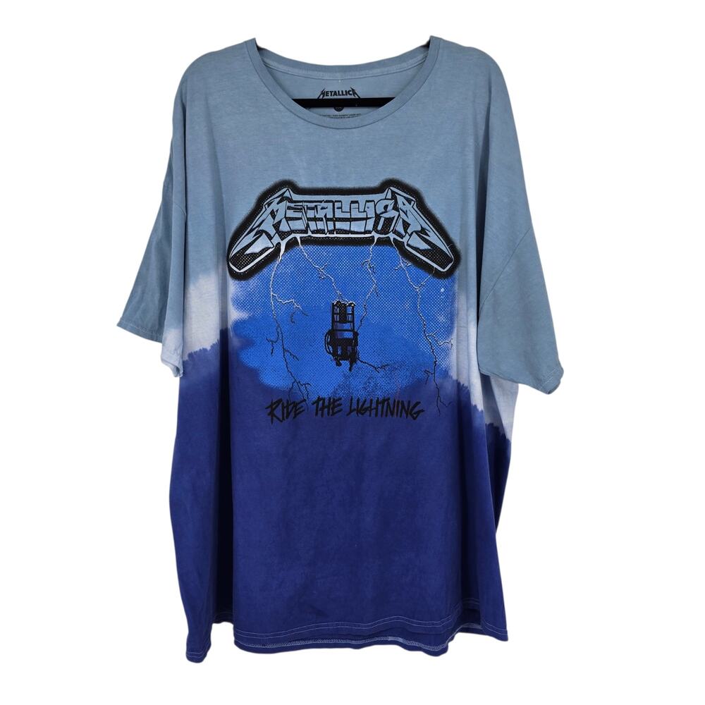 NWOT Metallica Blue Tie Dye Ride The Lightning Tour Short Sleeve T-Shirt Size XL